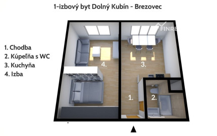 FINREA│1 izbový byt na prenájom v Dolnom Kubíne – Brezovec