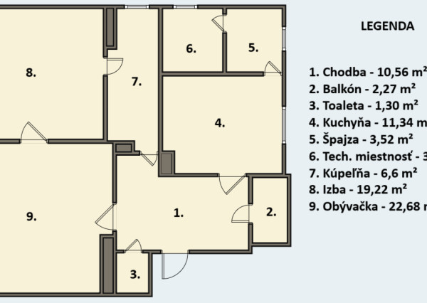 FINREA│Prenájom 2 izbového bytu vhodného aj na kancelárske účely, Martin centrum, 85m2