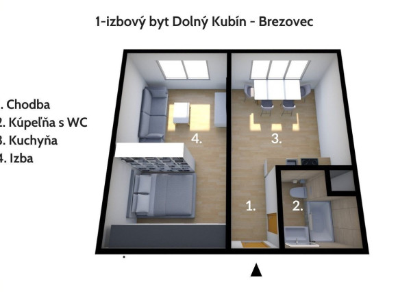 FINREA│1 izbový byt na prenájom v Dolnom Kubíne – Brezovec
